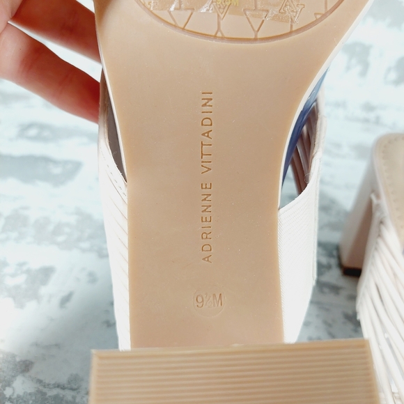 NEW Adrienne Vittadini Annalee Cream Summer Slip On Block Heel Sandals A647 - Picture 10 of 12